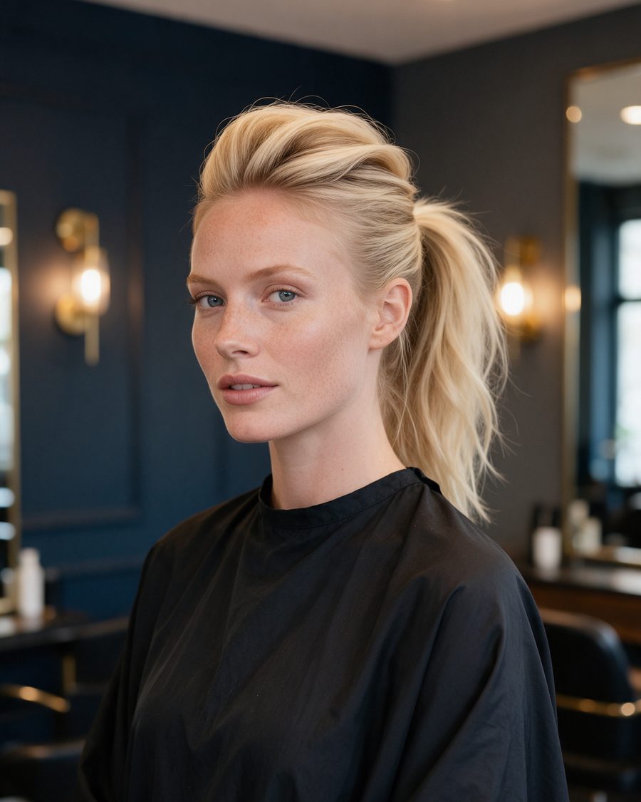 Queue de cheval gonflée sur cheveux fins